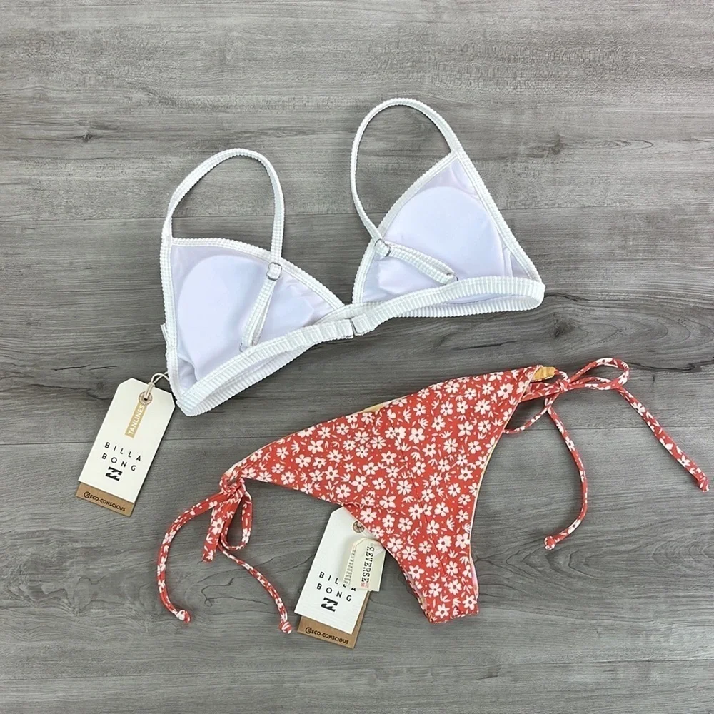 ☀️BILLABONG☀️ TANLINES CECI TRI Made For Daze Reversible Swim Bottom BIKINI SET